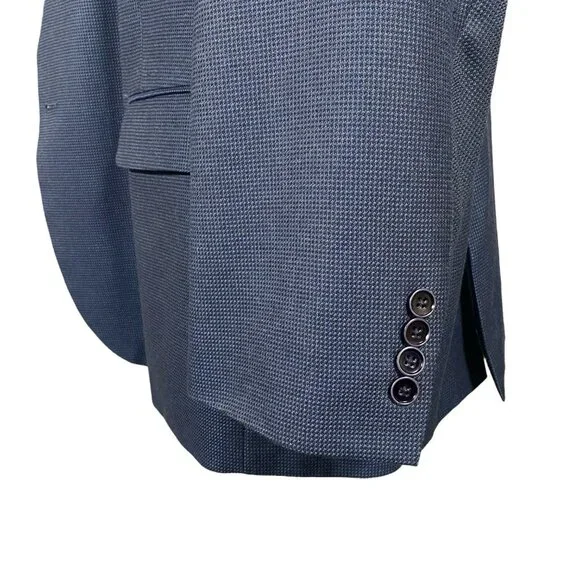 Oak Hill Sport Coat 3XL 54R/56R Navy Weave Patterned Viscose Polyester Blend